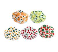 IWOWHERO 5Pcs Microwave Bowl Holders Insulation Huggers Heat Resistant Hot Bowl Protectors Non-Slip Kitchen Mats for Ceramic Cups Mugs Soup with Fruit Designs