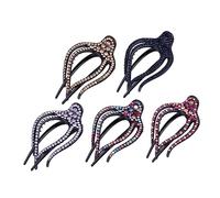 IWOWHERO 5Pcs Rhinestone Resin Hair Side Clips for Women Three-tooth Duckbill Barrettes Ergonomic Design Hairpins Hair Accessories Random Color