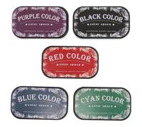 IWOWHERO 5Pcs Water-Based Ink Pads Set for Craft Stamping, Journaling, and Printmaking - Vintage Black, Blue, Purple, Cyan, Red Pigment Ink Pads for Paper, Fabric, and Wood Arts