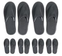 IWOWHERO 6 Pairs Disposable Coral Fleece Hotel Slippers Anti-Skid Sole, Soft Supple Spa Slippers for Guests and Home Use, Grey One-Off Comfortable Footwear