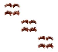 IWOWHERO 6pairs Exaggerated False Eyelashes Natural Material Lashes for Halloween Dance Costumes