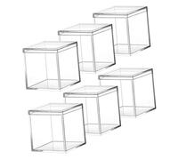 IWOWHERO 6pcs Acrylic Square Candy Boxes with Lids 10X10X10Cm 800Ml Small Storage Containers for Chocolates, Jewelry, Beads - Organizer for Party and Wrapping