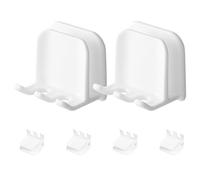 IWOWHERO 6pcs Bathroom Wall Toothbrush Holder White Plastic Waterproof Toothbrush Holders with Simple Installation Modern Minimalist Design for Shower or Sink Organiser