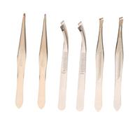 IWOWHERO 6pcs Beauty Tweezers Stainless Steel Lash Tweezer Eyebrow Eyelash Precise Applicator Lash for Eyelash Extensions for Women Tool Golden