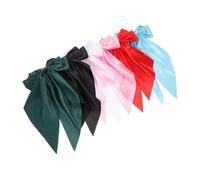 IWOWHERO 6pcs Bowknot Hair Clips for Women Solid Color Ribbon Barrettes in Black White Pink Red Green Blue Comfortable Secure Hold for Ponytails Buns and Daily Party Accessories