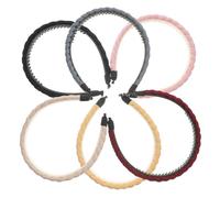 IWOWHERO 6pcs Braided Hair Headbands for Women Lightweight Non Slip Plaited Wig Headband with Natural Look for Parties Performances and Daily Wear in Black Wine Red Pink Blue Grey Yellow