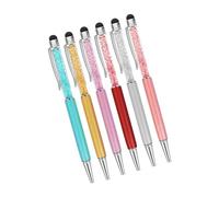 IWOWHERO 6pcs Crystal Handle Capacitive Stylus Touch Screen Pen Metal Ball Point Pen for Random Color