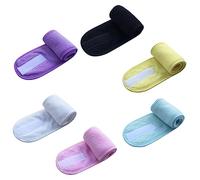 IWOWHERO 6pcs Facial Spa Headband Wraps for Makeup and Face Washing Sweat-absorbent Cloth Headbands Yellow Black White