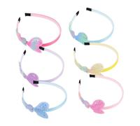 IWOWHERO 6pcs Glitter Heart Hairbands for Headband Colorful Rainbow Gradient Design Soft Comfortable Hair Accessories for Parties Daily Wear