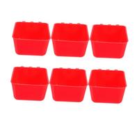 IWOWHERO 6pcs Hanging Bird Feeder and Water Dispenser Bowl for Small Animals and Easy to Install Pet Food Cups Thickened Design Red