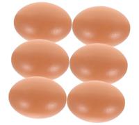 IWOWHERO 6pcs Lifelike Brown Plastic Egg Models for Photograph Props and Easter Basket Decoration, for DIY Hand Drawing Pattern Creating and Play Farm Toys