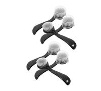 IWOWHERO 6pcs Manual Face Brush Nylon Facial Cleansing Brush Multi-functional Exfoliator for Deep Cleaning Reach Areas PVC Handle Black Long Handle Scrubber for Daily Face Wash