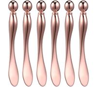IWOWHERO 6pcs Metal Eye Cream Applicator Eye Roller Facial Massage Tool for Makeup Applicator Rose Gold