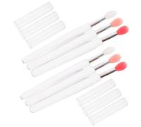 IWOWHERO 6Pcs Portable Silicone Lip Balm Brushes with Lid Soft Makeup Lipstick Applicators for Women Reusable Lip Mask Tools Transparent with Pink and Red Brush Heads