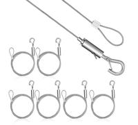 IWOWHERO 6pcs Stainless Steel Hanging Wire Safety Hooks 1.5x2m Heavy Duty Picture Wire Cord Rope for Frames, Weight Capacity 20kg, Suitable for Artwork and Mirror Hanging