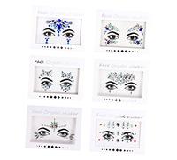 IWOWHERO 6sheets Rhinestones Face Sticker Kit Diy Facial Jewels Easy Peel Stick Random Style