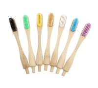 IWOWHERO 7pcs Bamboo Nylon Toothbrush Replacement Heads Soft Bristles Safe Toothbrushes for Home Travel White Yellow Purple Blue Beige