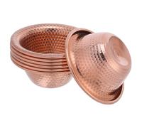 IWOWHERO 7pcs Indian Curry Serving Bowls Hammered Alloy Metal Mixing Bowls for Traditional Restaurant Kitchen Use Dishwasher Safe Rice Ramen Dessert Serving Dishes for Entertaining