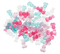 IWOWHERO 80pcs Resin Rabbit Beads Bulk Easter Decorations DIY Loose Spacer Beads for Keychain Making Crafting Jewelry Charms in White, Rose Red, Lake Green, and Purple