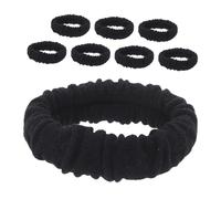IWOWHERO 8pcs Black Jumbo Seamless Hair Bands High Elastic No Snag Hair Ties for Women for Buns Ponytails Travel Friendly