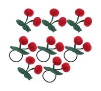 IWOWHERO 8pcs Cherry Hair Clips and Ties Set for Women Handmade Crochet Mini Claw Clips and Red Elastic Hair Bands Cute Fruit Barrettes Styling Accessories for Everyday Use