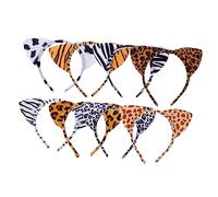 IWOWHERO 8pcs Plush Leopard Cat Ear Headbands Set for Cosplay Halloween Parties and Dress-up Includes Tiger Zebra Cheetah Cow Brown Leopard New Zebra Giraffe and White Spot Cat Ears