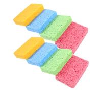 IWOWHERO 8pcs Reusable Natural Compressed Wood Pulp Dish Cleaning Sponges Scrubbers with Rapid Water Absorption for Kitchen Multi-Color Non-deforming Pads for Efficient Washing
