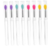 IWOWHERO 8pcs Reusable Silicone Lip Brush with Lids Soft Lipstick Applicators for Smooth Color Application Multi-use for Lip Gloss Eyeshadow and Concealer Makeup Tools