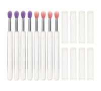 IWOWHERO 8pcs Transparent Silicone Eyeshadow and Lip Mask Brushes with Lids Reusable Makeup Applicators for Precise Eye and Lip Application and Easy to Hold