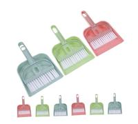 IWOWHERO 9pcs Mini Table Dustpan and Brush Set Portable Tiny Whisk Broom for Desktop Keyboard Car and Pet Nest Cleaning with Lightweight Compact Handheld Tools in Green Pink Blue