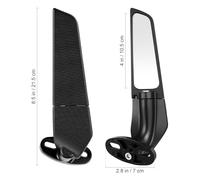 IWOWHERO Adjustable Wing Fin Rearview Mirror for Motorcycle Black Iron Side Mirror round Head Screws Suitable for Motorbike Replacement