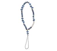 IWOWHERO Anti-Lost Phone Chain Beaded Crystal Key Lanyard Blue Mobile Phone Strap for Women