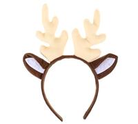 IWOWHERO Antler Headband Christmas Ears Headband Holiday Gear Hoop Christmas Hair Accessories Deer Costume Women Element Colored Merry Costume Party Sing White Fabric