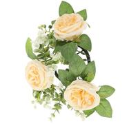 IWOWHERO Artificial Rose Silk Flower Candle Ring Wreath, Flower Centerpieces Multipurpose Candle Wreath Ring Suitable for Hanging on Wedding Table Centerpiece for Tables Door