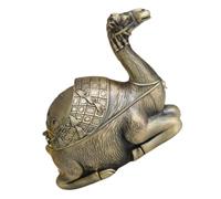 IWOWHERO Ashtray Windproof Vintage European Design with Lid Camel Shaped Zinc Alloy Metal Ashtray, Large Capacity, Easy to Clean and Portable, for Living Room and Coffee Tables