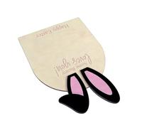 IWOWHERO Baby First Easter Footprint Kit with Wooden Easter Bunny Keepsake Plaque, Adorable Pink Nursery Decor Featuring Sturdy Craftsmanship for Home or Child's Room
