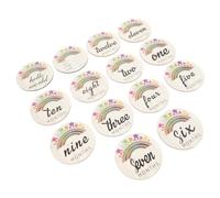 IWOWHERO Baby Photo Prop with Beautiful Design and Creative Appearance Newborn Monthly Cards 14pcs Wooden Circles the First Year for Celebrating a Baby's Birth