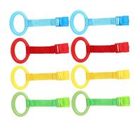 IWOWHERO Baby Pull Ring Learning Standing Crib Hanging Pull Rings 8PCS Assorted Colors Safe Materials Multi-Purpose for Cot Playpen Stroller Assists Baby Standing and Walking Develops Coordination
