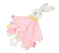 IWOWHERO Baby Soothing Blanket Plush Rabbit Security Comforter with Sensory Tags Infant Taggy Blanket for 0-1 Year Old Babies Nursery Sleep and Travel