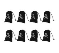 IWOWHERO Bags for 8pcs Pirate Polyester Black Halloween Drawstring Favor or Skull Print and Portable Drawstring Closure Decor 15.5x11.5cm Party Home