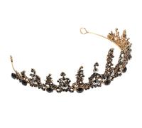 IWOWHERO Baroque Black Wedding Crown Bride Headwear Vintage Tiara Hair Accessory for Party Masquerade and Birthday Celebration
