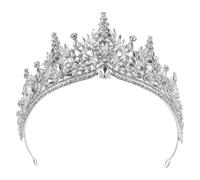IWOWHERO Baroque Rhinestone Wedding Tiara Crown for Women Bride Comfortable Wear and Versatile Styling, Silver Alloy Headpiece for Ceremonial Moments and Bridal Occasions