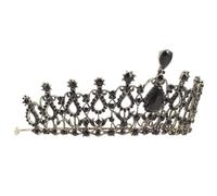 IWOWHERO Baroque Vintage Black Bridal Crown Headband, Elegant Queen Wedding Hair Accessories for Bride, 18th Birthday Party Headdress, Luxury Baroque Style Tiara