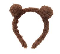 IWOWHERO Bear Ear Headband Plush Ball Sweet Hair for Boys and Girls Girl Funny Ears Decor Brown