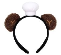 IWOWHERO Bear Ears Headband Soft Animal Cosplay Cute Chef Hat Hairband for Parties Washing Face Women Party Festival Wear