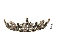 IWOWHERO Black Baroque Rhinestone Crystal Crown Classic Tiara Queen Headband for Wedding Accessories