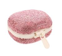 IWOWHERO Bling Pill Organizer with 4 Compartments - Mini Travel Rhinestone Pill Case - Convenient Pocket Medication Container Holder Medicine Storage Box for Daily and Travel Needs Pink