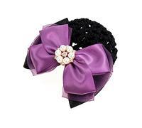 IWOWHERO Bow Hair Snood Net with Pearl Accents Elegant Mesh Bun Cover Barrette for Women for Formal Occasions Durable Keeps Hair Off Neck for Comfort and Style