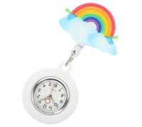 IWOWHERO Boys and Girls's Watch Retractable Fob Watch with Silicone Cover Waterproof Rainbow Pattern Design Easy Viewing for Nurses and Women