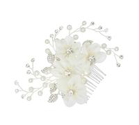 IWOWHERO Bridal Hair Comb with Pearls and Silver Alloy, Elegant Wedding Dress Accessory Floral Side Comb for Bride, Charming Hair Ornament for Wedding Photography and Ceremony